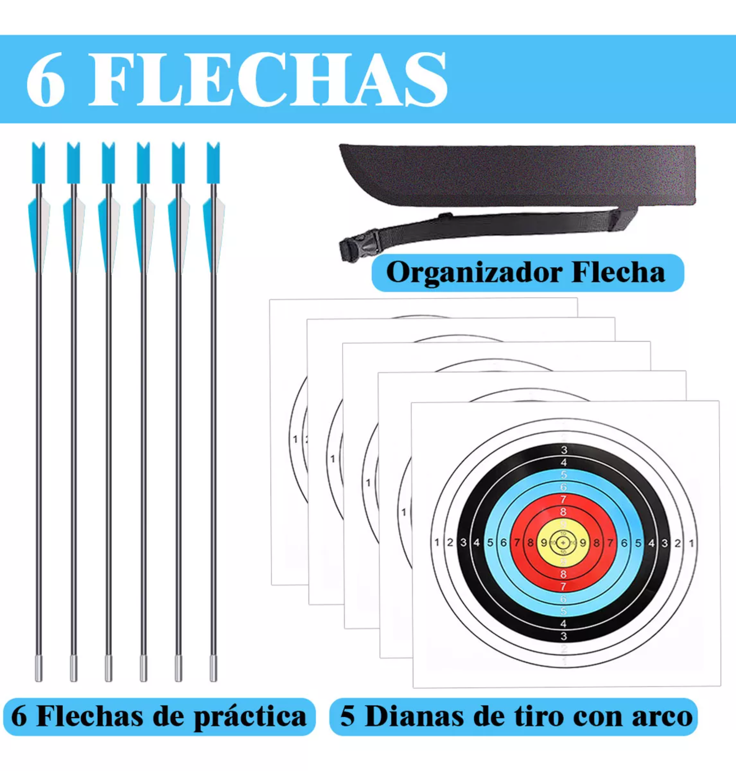 Arco Recurvo Deportivo Con Flechas Y Accesorios Para Niño