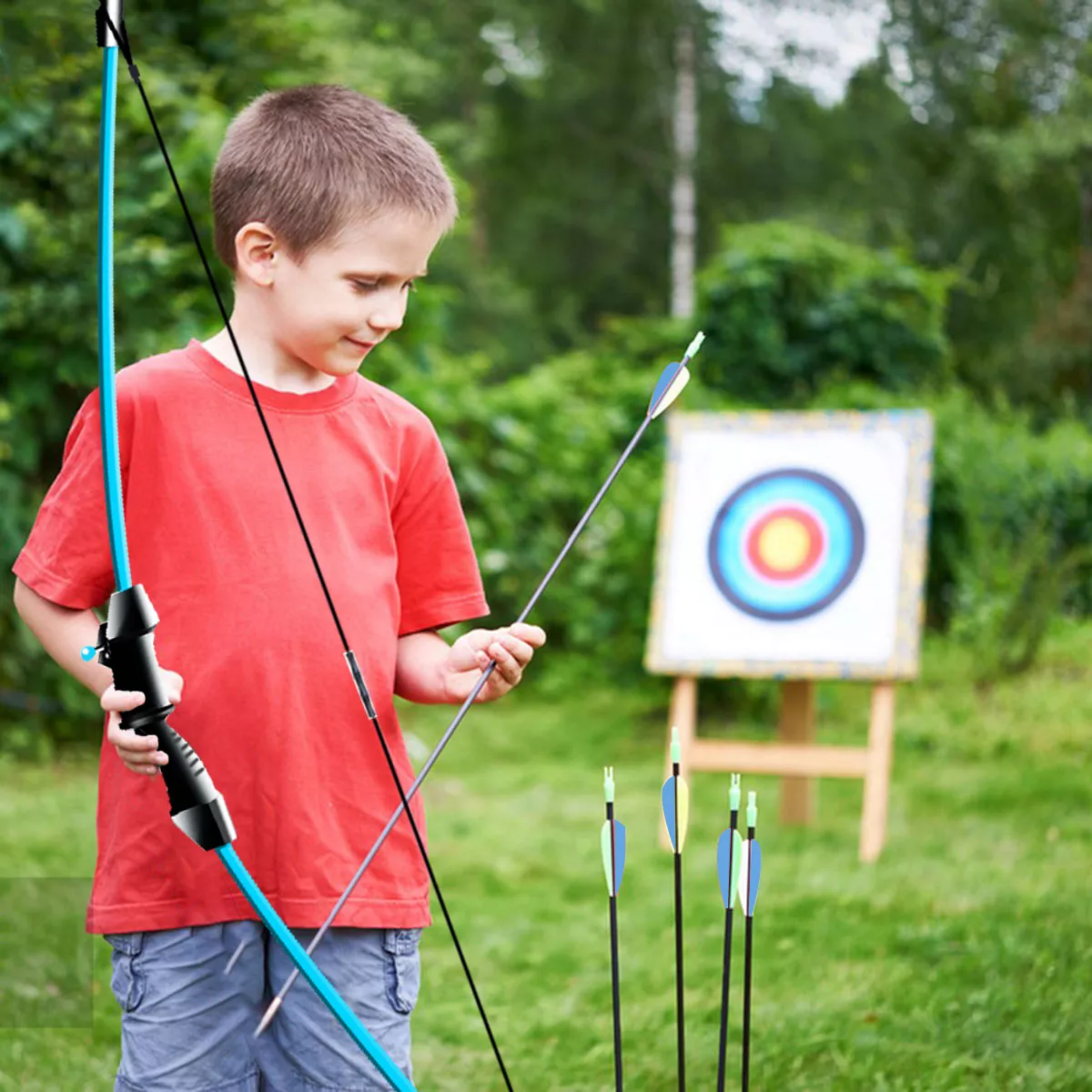 Arco Recurvo Deportivo Con Flechas Y Accesorios Para Niño