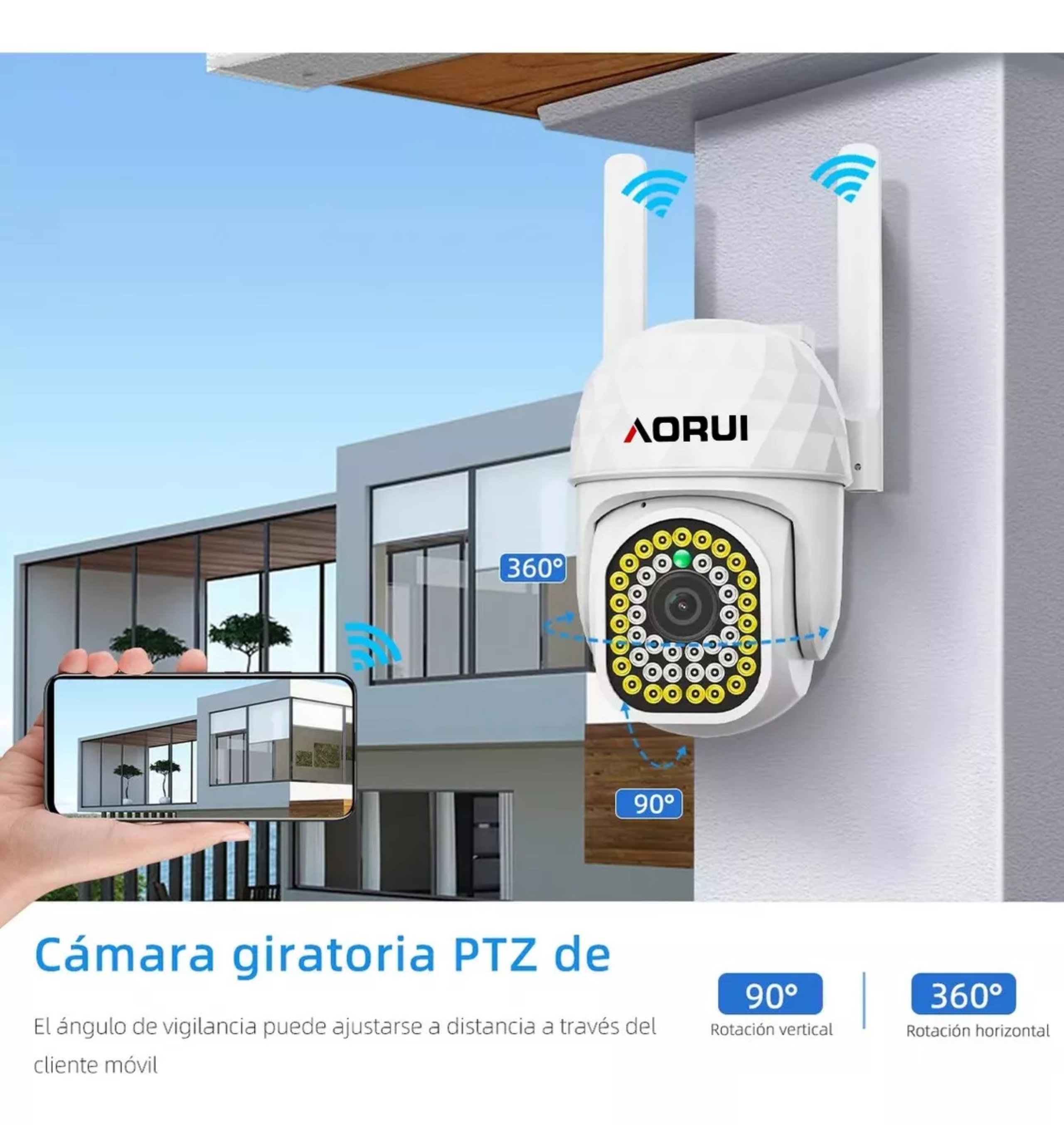 2pcs Cámara de seguridad AORUI AR43 IP con resolución 2MP visión nocturna incluida color blanco