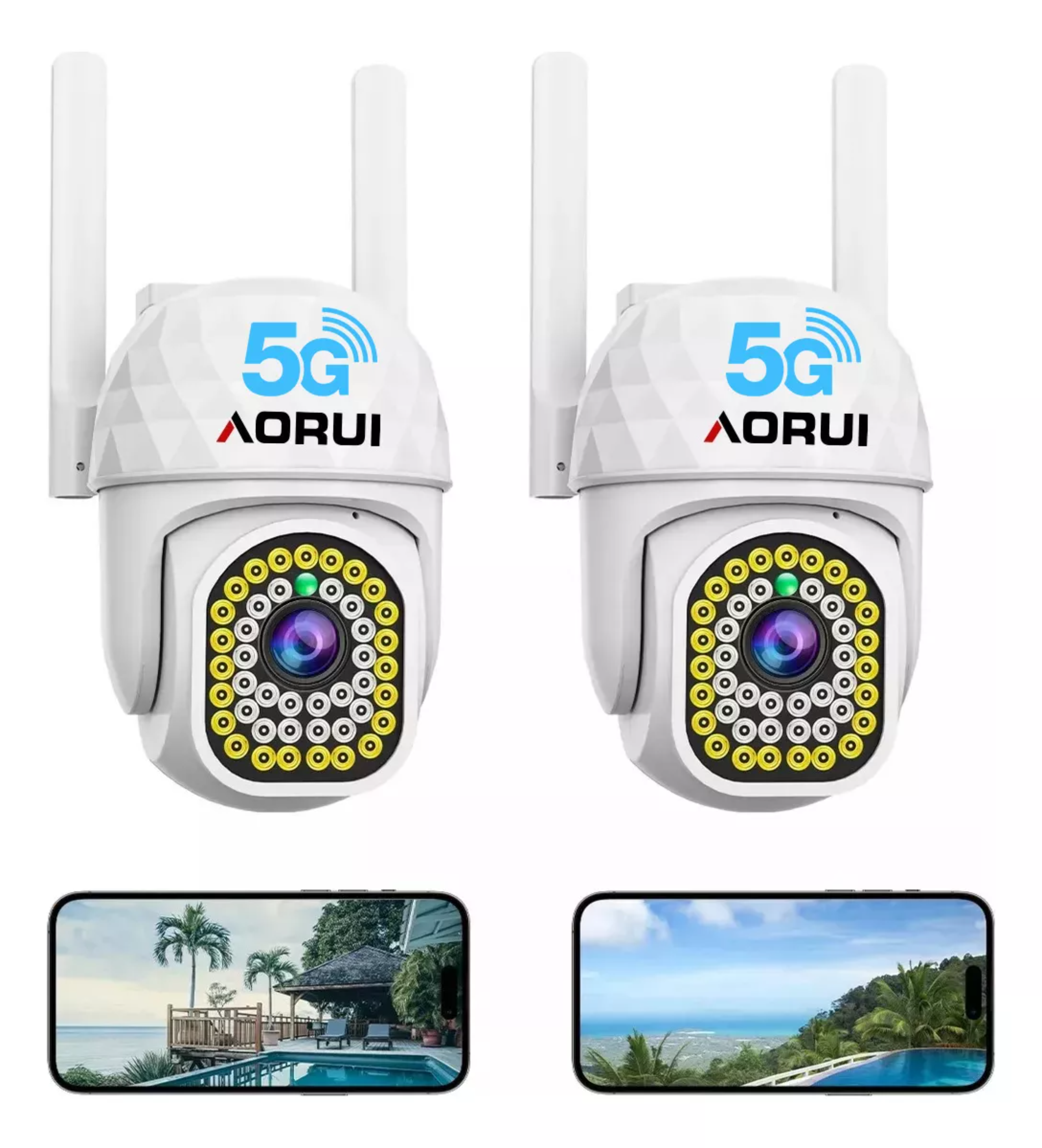 2pcs Cámara de seguridad AORUI AR43 IP con resolución 2MP visión nocturna incluida color blanco