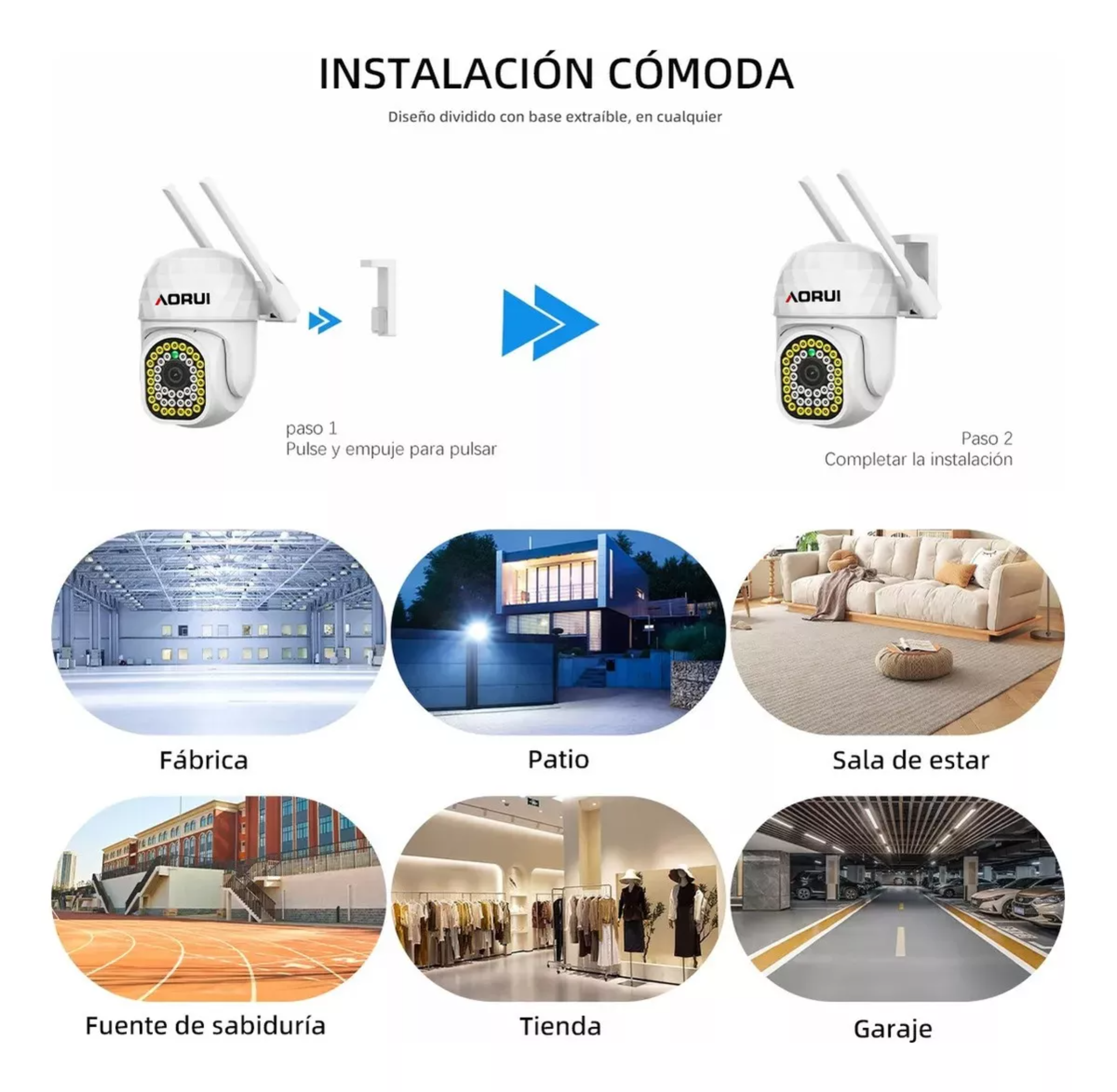 2pcs Cámara de seguridad AORUI AR43 IP con resolución 2MP visión nocturna incluida color blanco