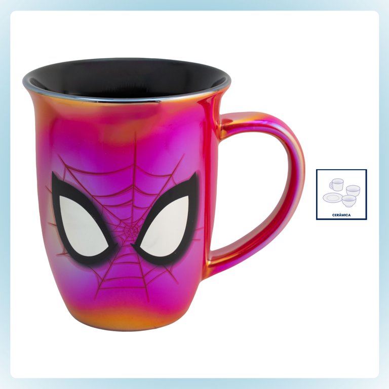 Spiderman Taza Hombre Araña Tarro de Cerámica Iridiscente Bitono Spider Man, Marvel Disney, Taza Bebidas Calientes, Capacidad 470 ml, Rojo