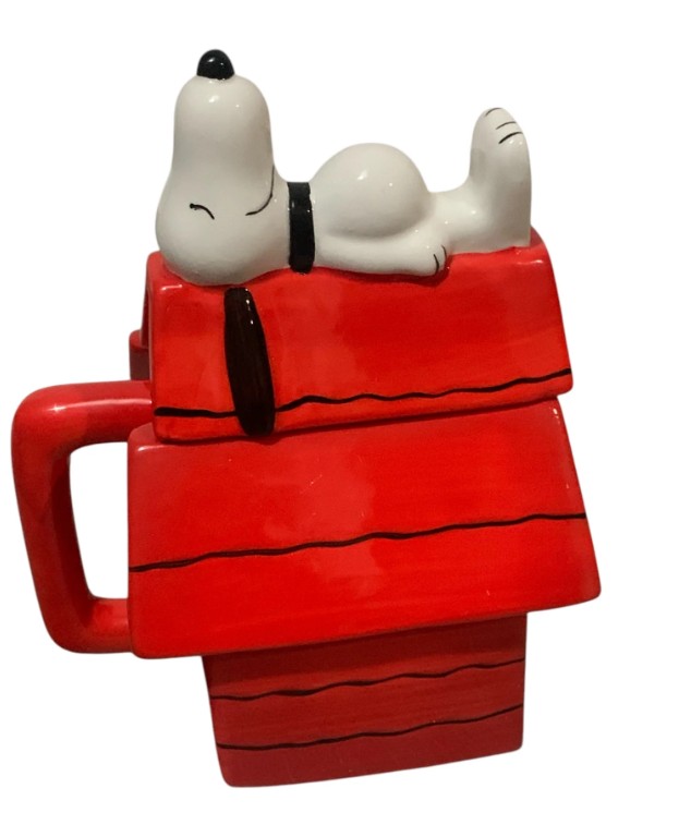 Snoopy Taza 3D Esculpida en Cerámica con Tapa, Diseño Casa  Peanuts, Capacidad 591 ml