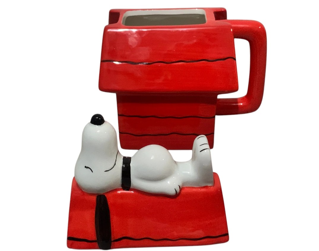 Snoopy Taza 3D Esculpida en Cerámica con Tapa, Diseño Casa  Peanuts, Capacidad 591 ml