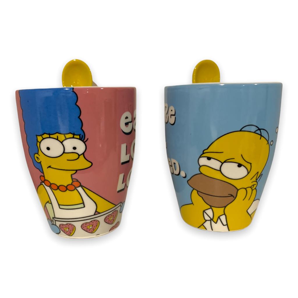 Los Simpson Juego de 2 Tarros con cuchara Homero & Marge  Tazas Novios Pareja  San Valentin