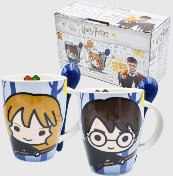 Harry potter & Hermione Granger Juego de 2 Tarros con Cuchara de pareja San Valentin Tazas Novios amigos