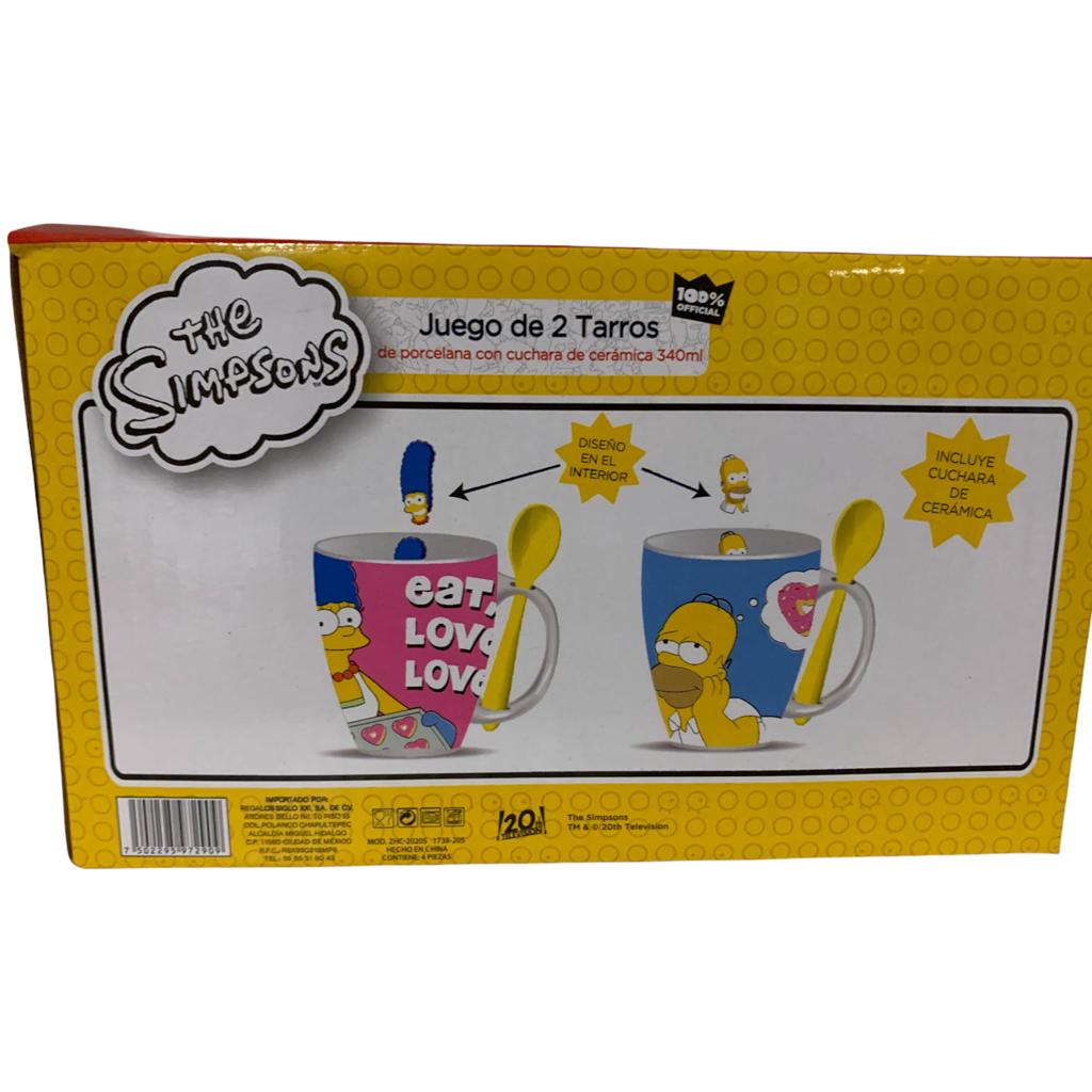 Los Simpson Juego de 2 Tarros con cuchara Homero & Marge  Tazas Novios Pareja  San Valentin