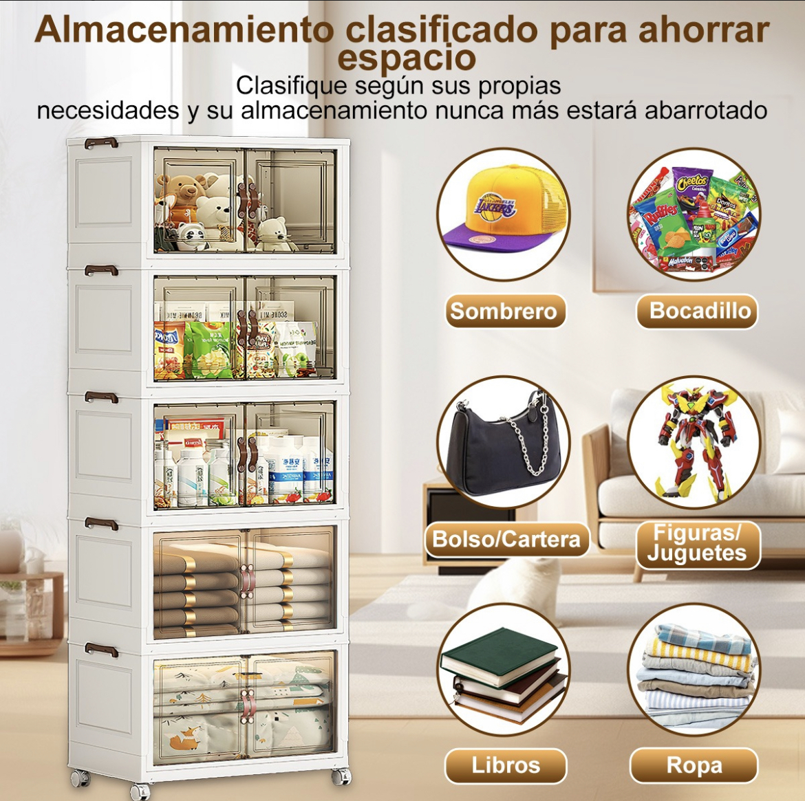 Closet Mueble Armarios Organizador Ropa Plegable Ruedas 360°