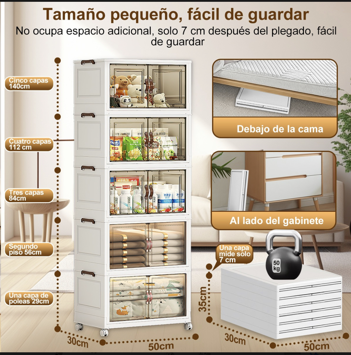 Closet Mueble Armarios Organizador Ropa Plegable Ruedas 360°