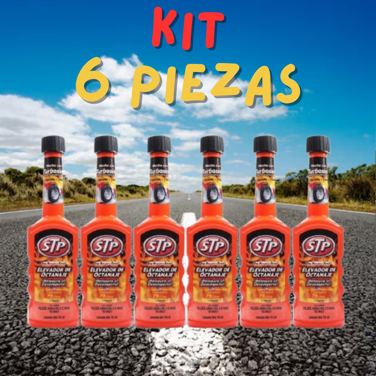 6 Pzas Elevador Octanaje STP Recupera Rendimiento 155 ml