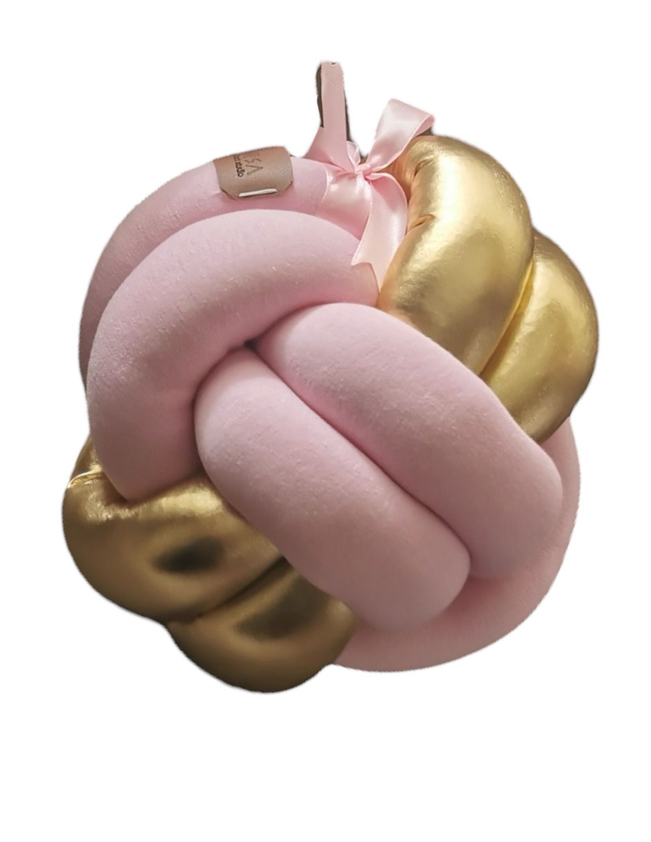 Cojin Nudo Celta Minimalista Rosa Con Dorado Decorativo Recamara Sala