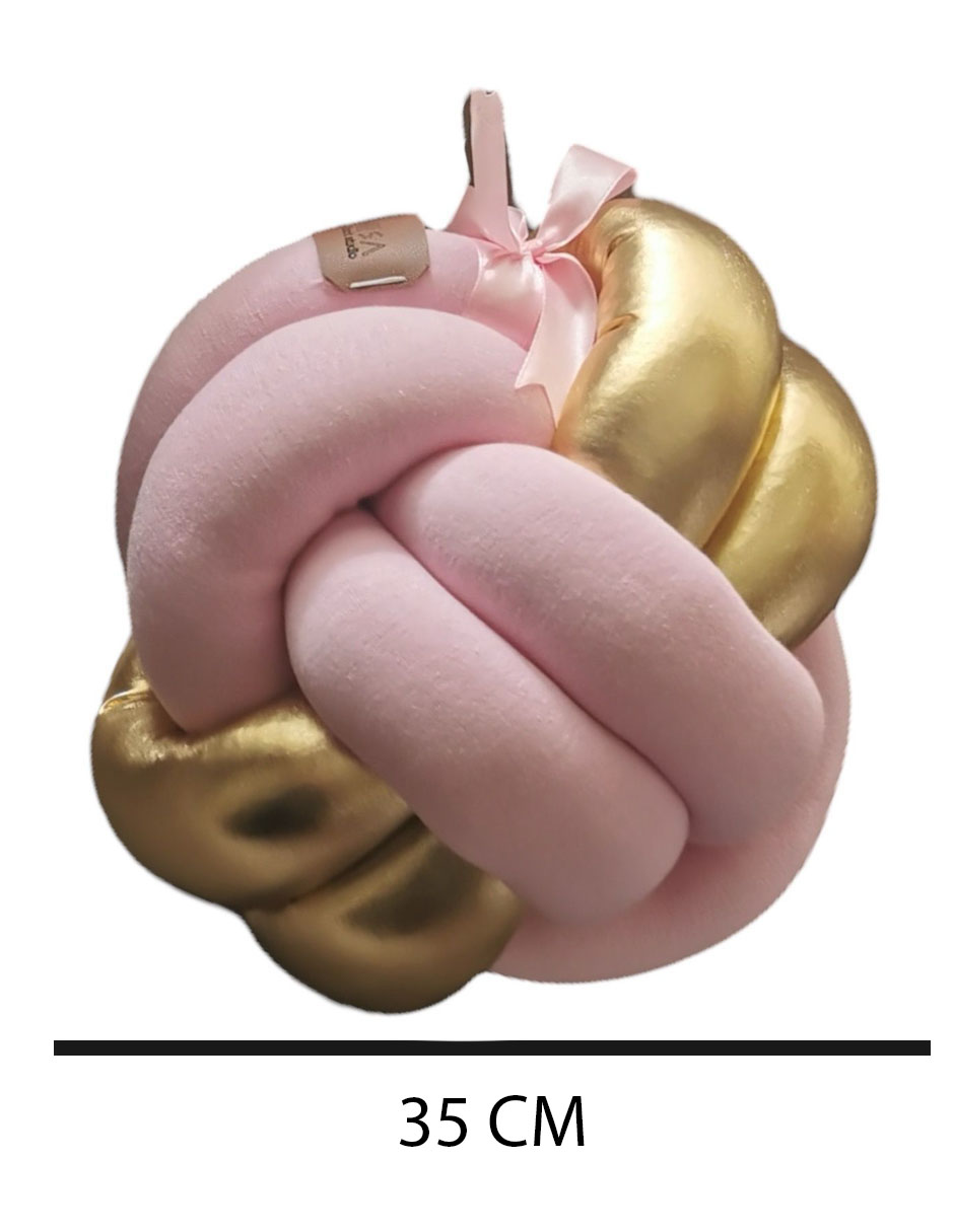 Cojin Nudo Celta Minimalista Rosa Con Dorado Decorativo Recamara Sala