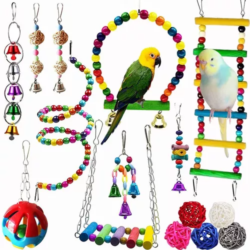15pzs De Juguete Para Aves Loro De Pájaro Columpio Campana