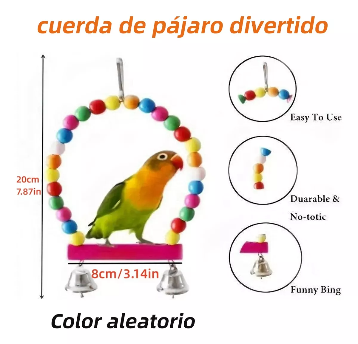 15pzs De Juguete Para Aves Loro De Pájaro Columpio Campana