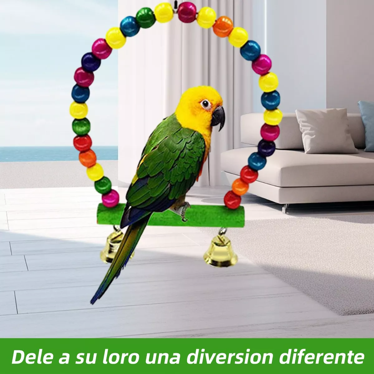 15pzs De Juguete Para Aves Loro De Pájaro Columpio Campana