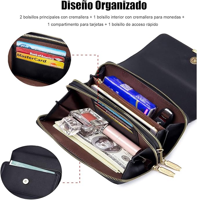 Bolsa Bandolera para Mujer, Bolsa Crossbody con Cinturón Ajustable