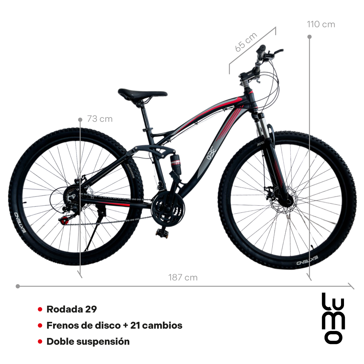 Bicicleta De Montaña Aluminio Doble Suspensión R29 Shimano