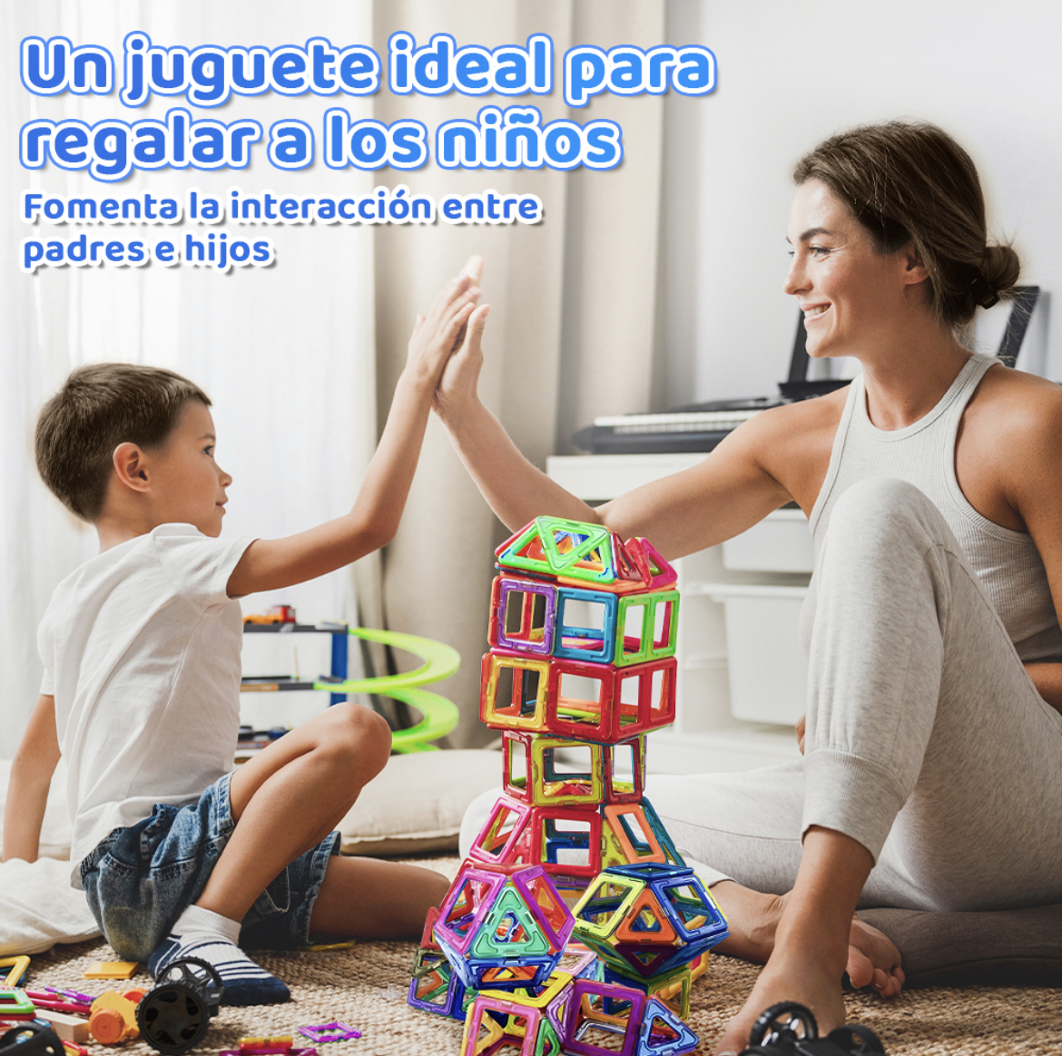 MINKOJA Bloqu magnéticos - Bloqu de construcción magnéticos, juguet de cubos magnéticos para apilar, juego de construcción con iman, juguet para niños y niñas de 3 a 10 años, regalos de cumpleaños