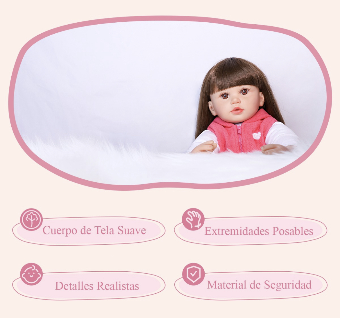 60cm Muñeca De Bebé Reborn Bebé Niña De Silicona Y Algodón