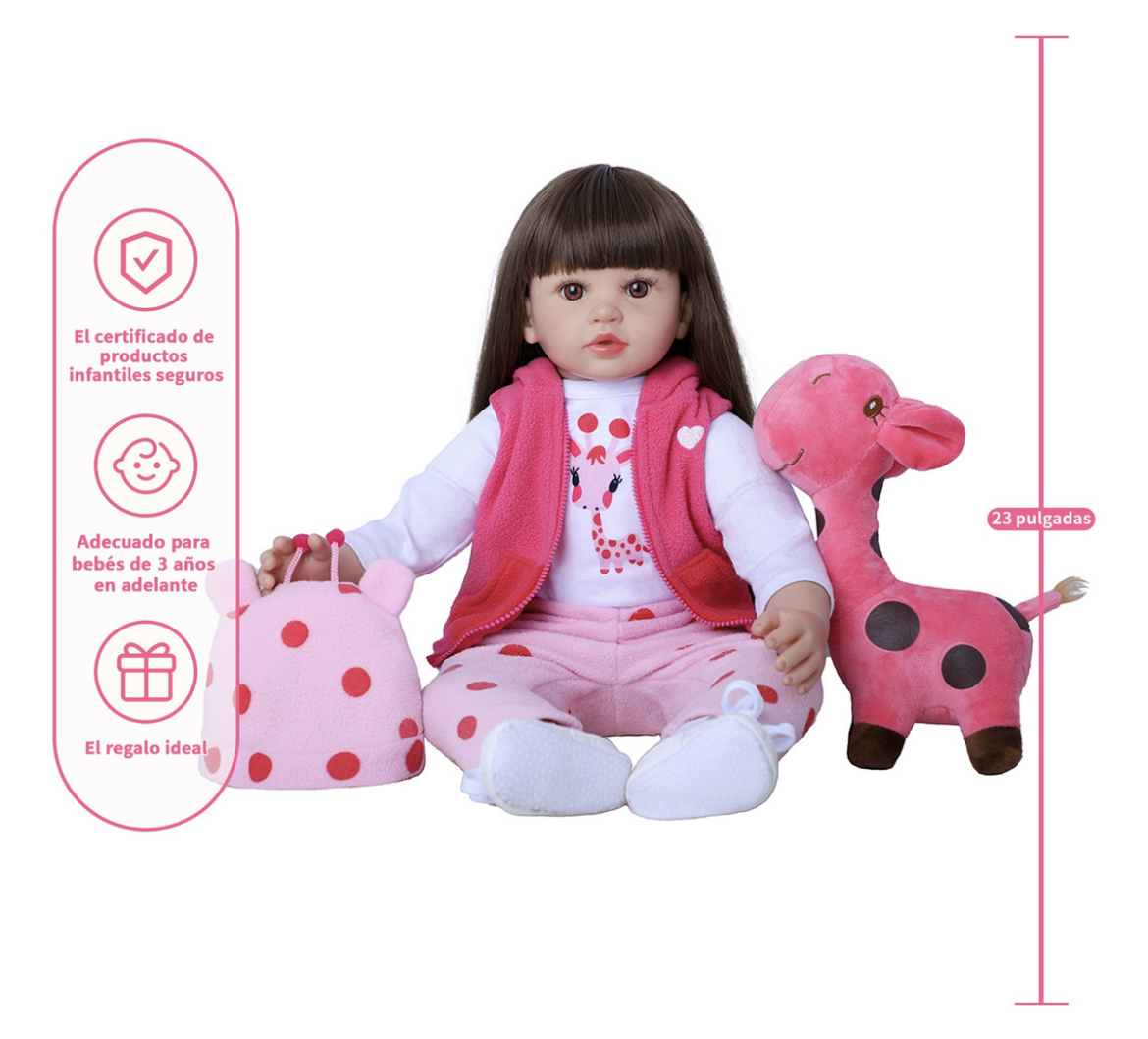 60cm Muñeca De Bebé Reborn Bebé Niña De Silicona Y Algodón