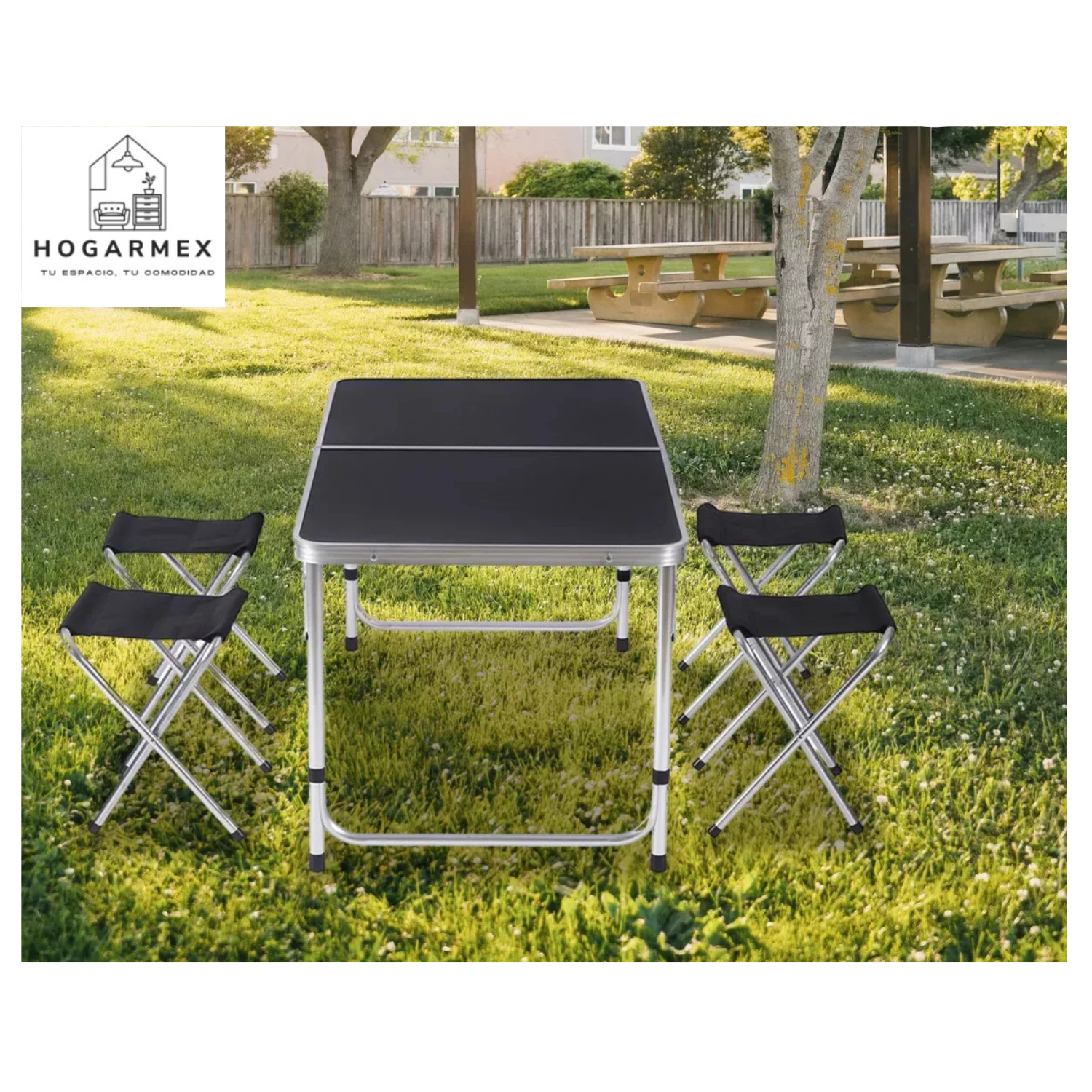 Mesa de jardin  Tipo Portafolio 4 Bancos Para Picnic