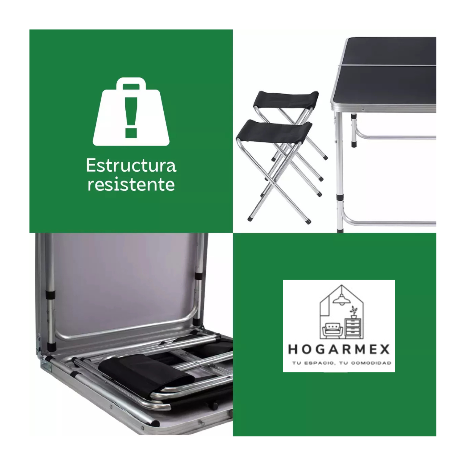 Mesa de jardin  Tipo Portafolio 4 Bancos Para Picnic