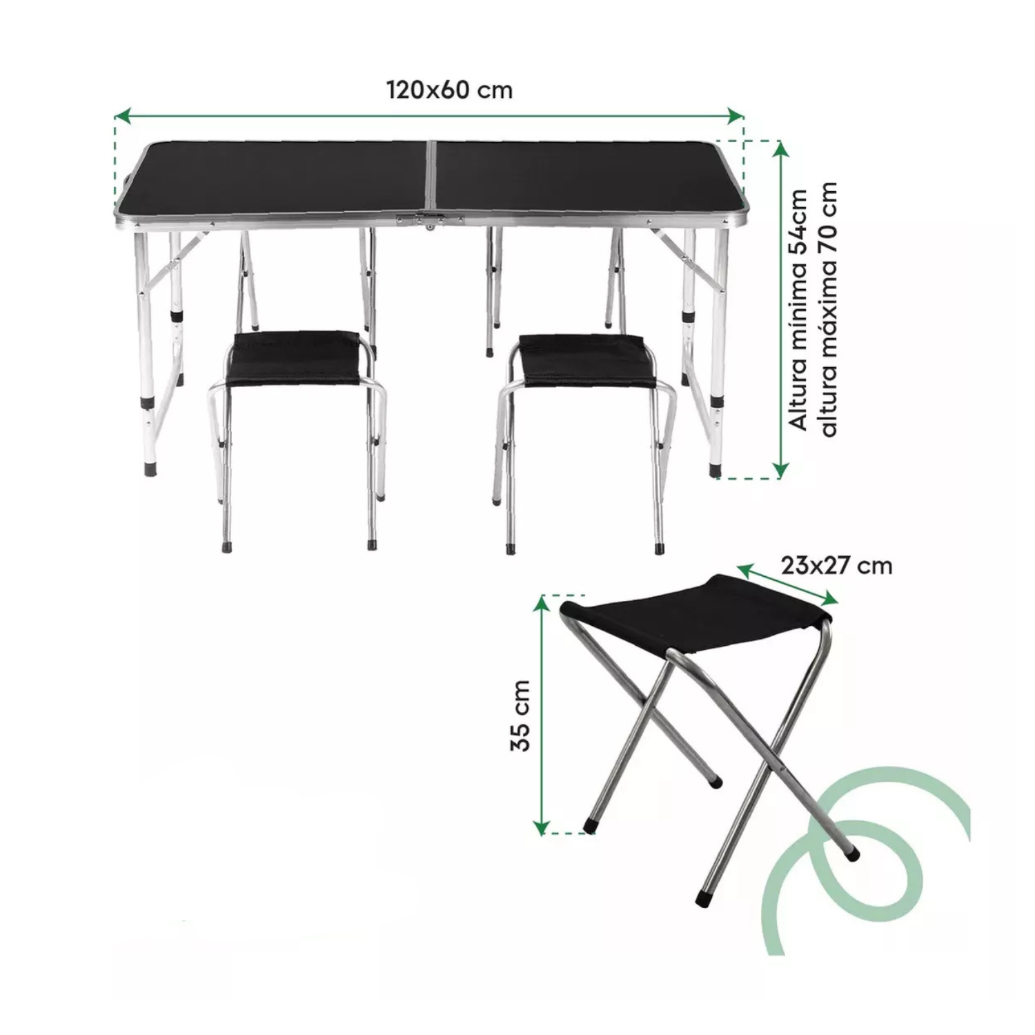 Mesa de jardin  Tipo Portafolio 4 Bancos Para Picnic