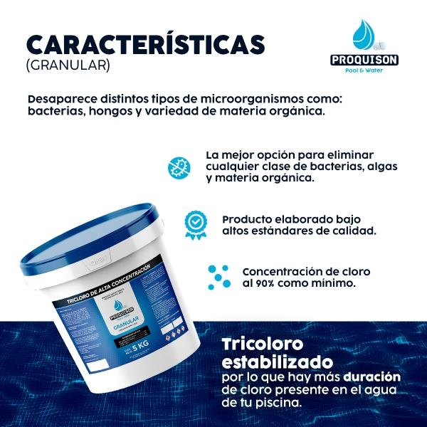 Cloro para alberca granular 5 kg Proquison 90% desinfección