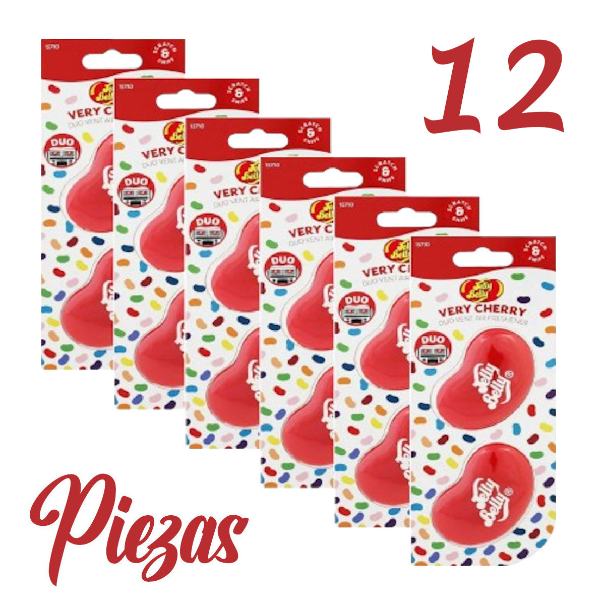 Aromatizante Auto Jelly Belly Very Cherry 12 Piezas Cereza.