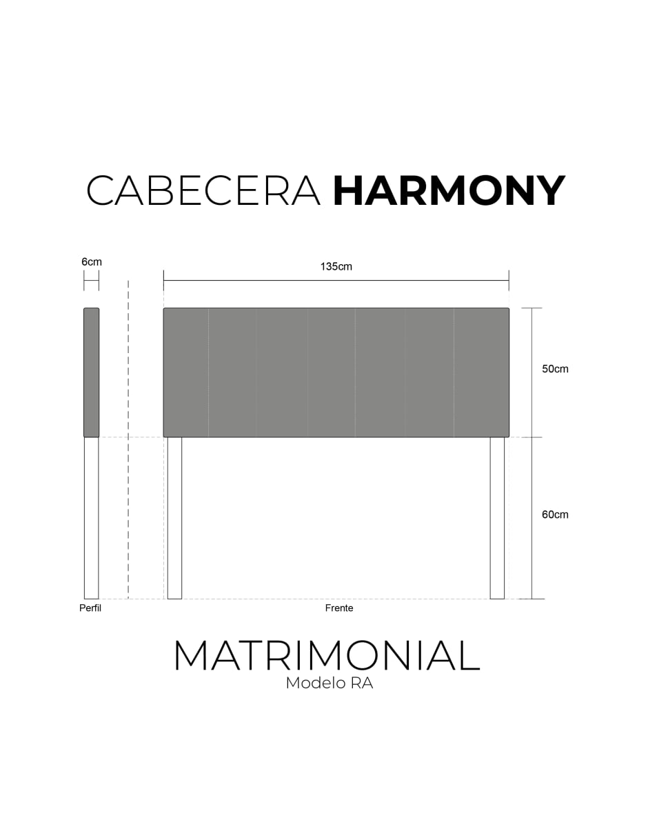 Cabecera Matrimonial Harmony Rayas y  3 Ajustes De Altura, Color Beige