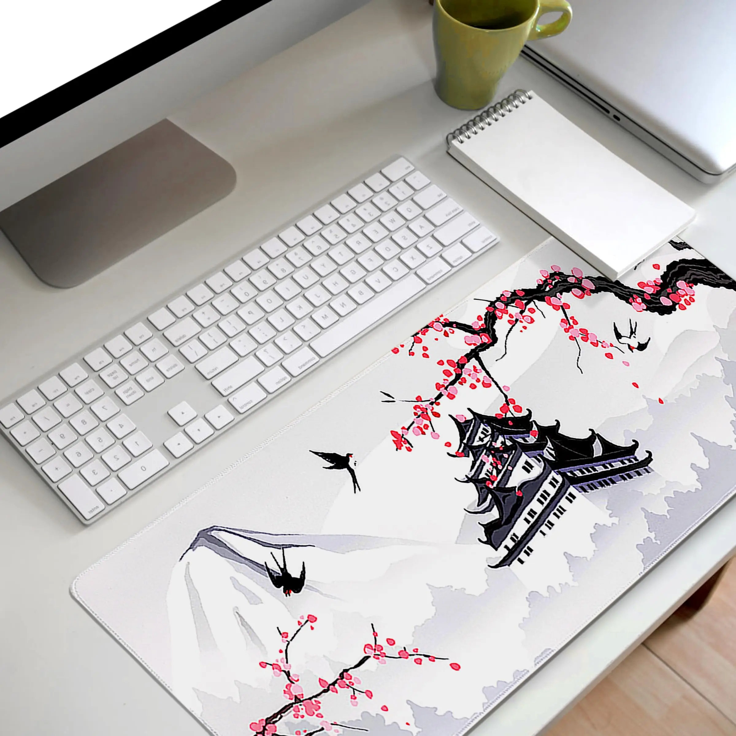 Alfombrilla ratón xxl 80*30 paisajeRJA goma teclado mouse pad antideslizante gamer juego pc laptop