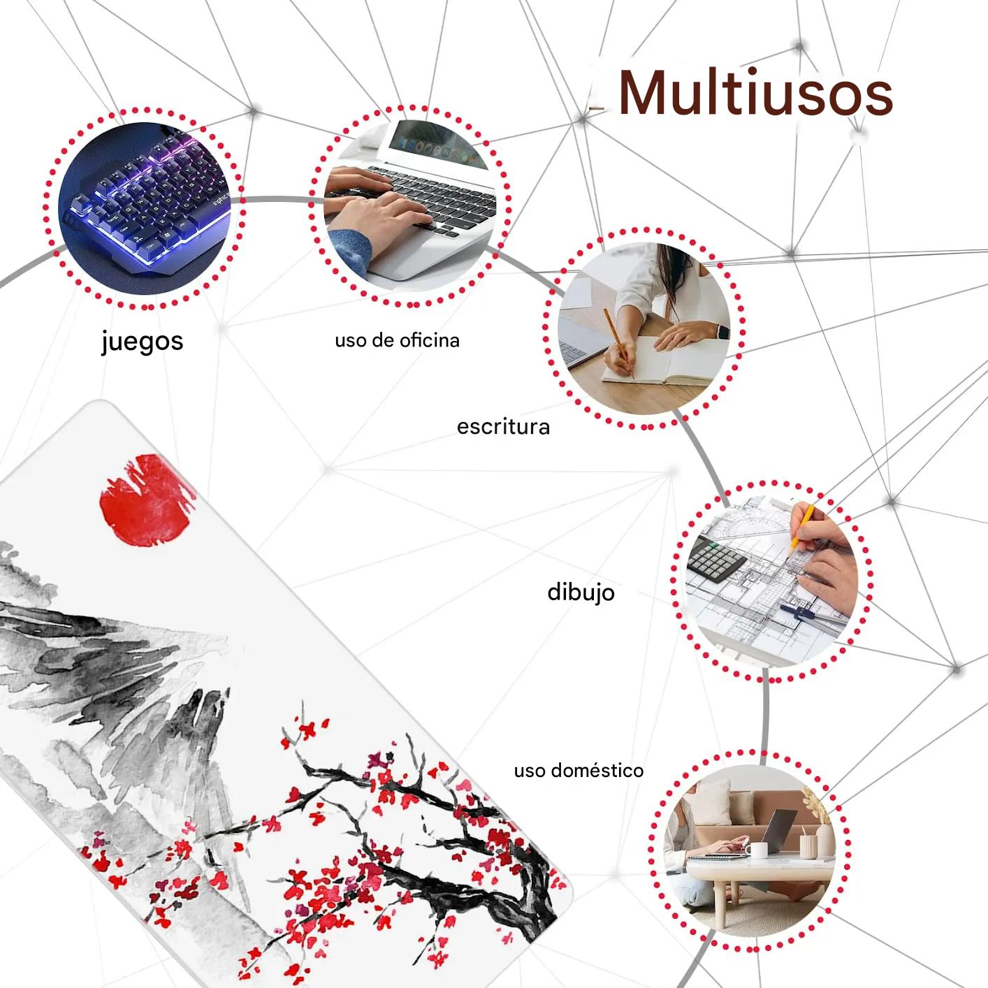 Alfombrilla ratón xxl 80*30 paisajeRJA goma teclado mouse pad antideslizante gamer juego pc laptop