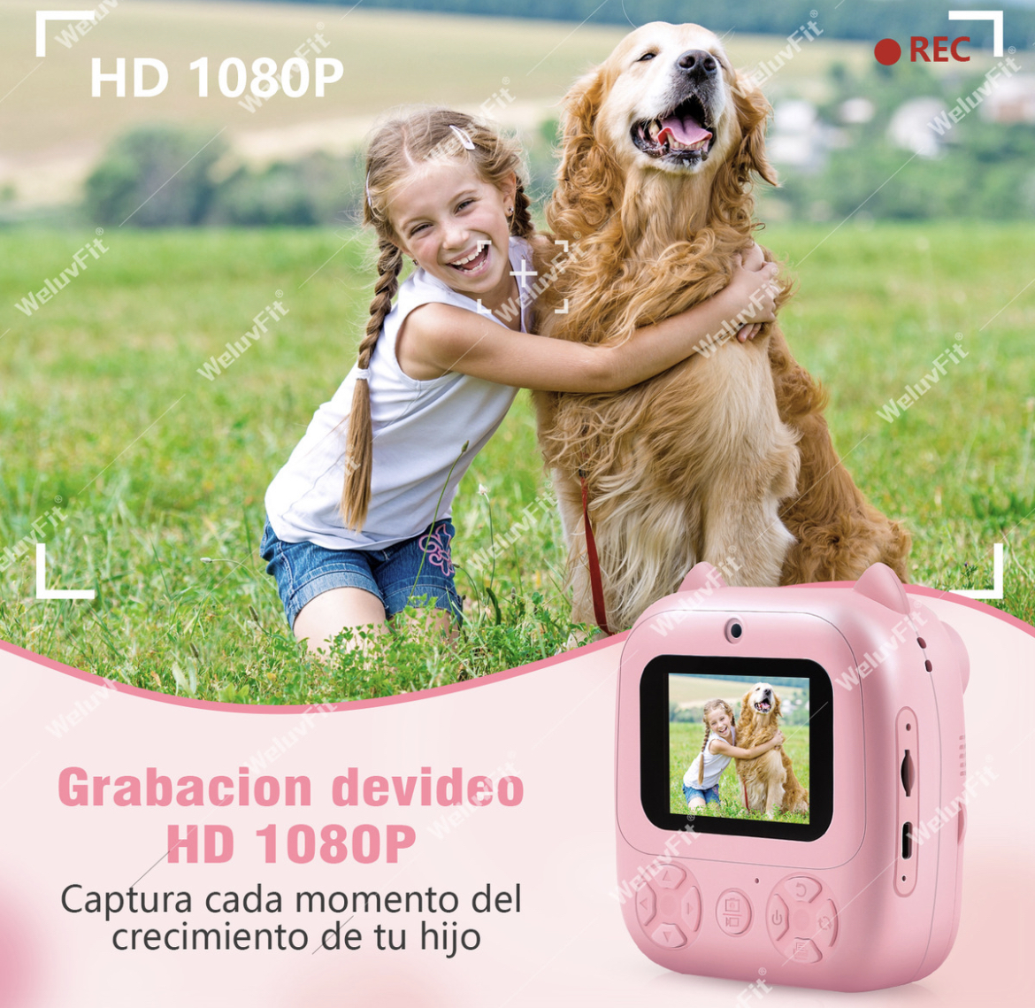 Cámara Digital Niños Fotos Imprimible Instantánea 1080p+32gb