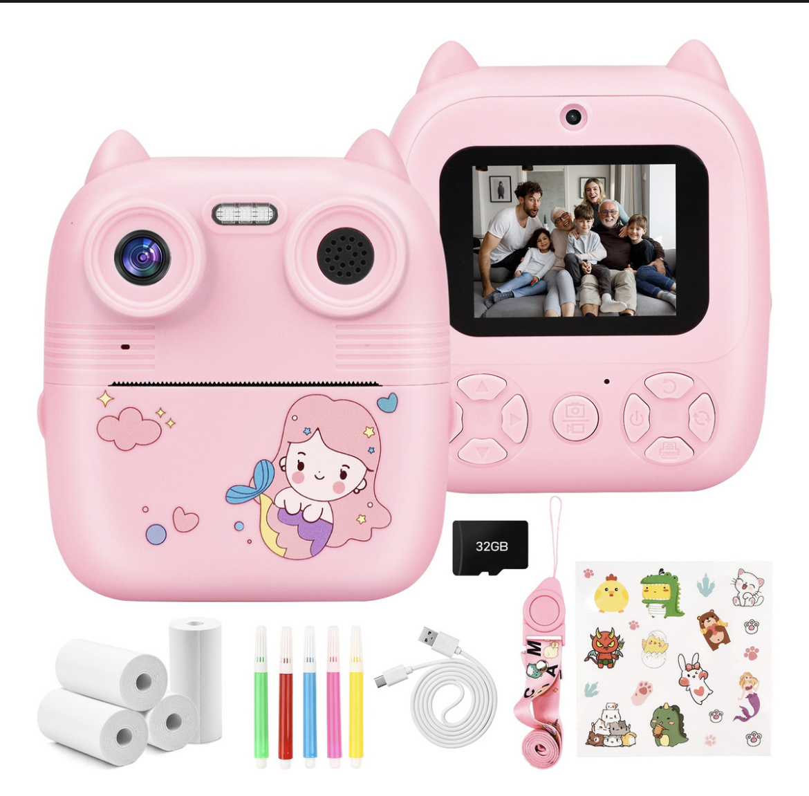 Cámara Digital Niños Fotos Imprimible Instantánea 1080p+32gb