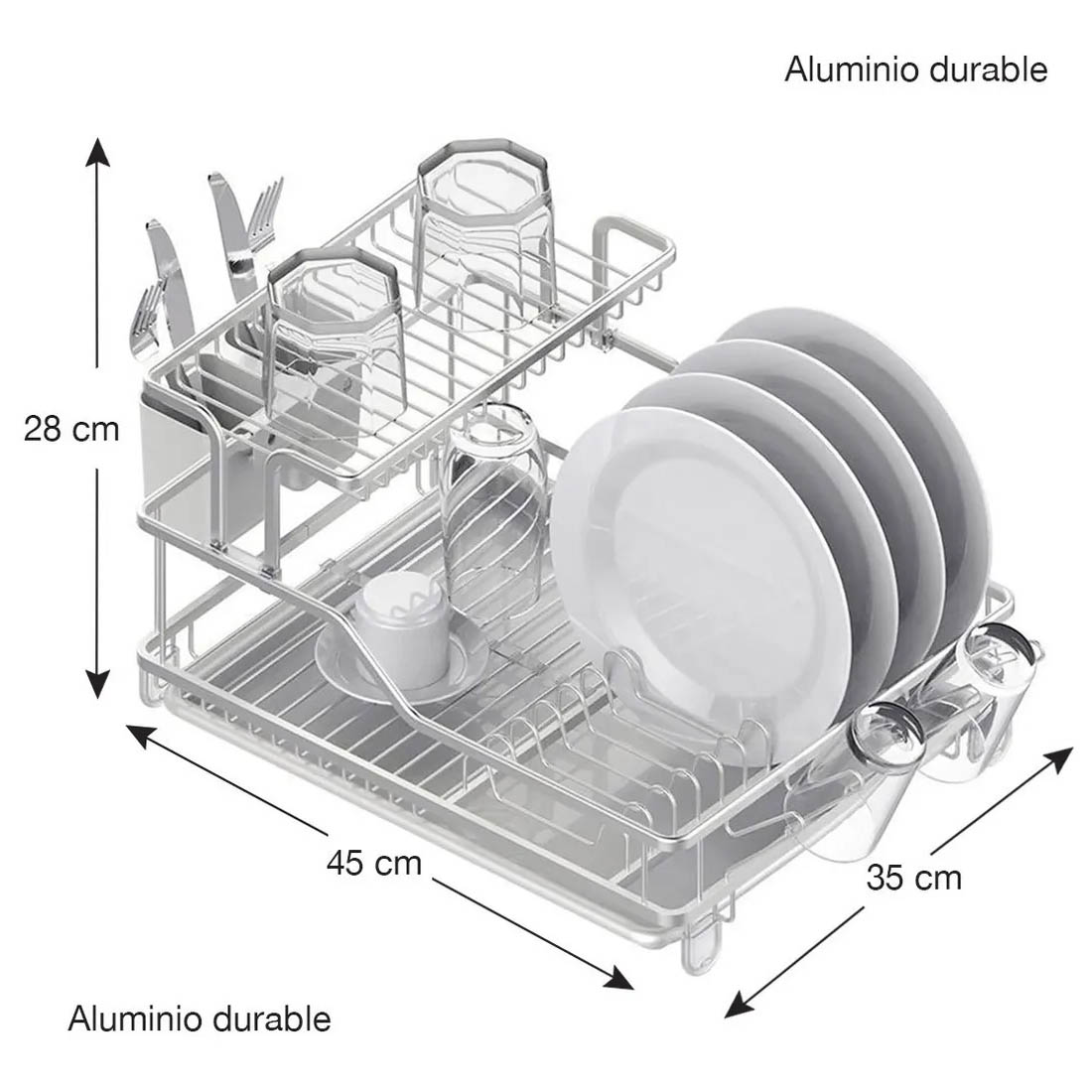 Escurridor Para Trastes Aluminio 2 Niveles Blanco