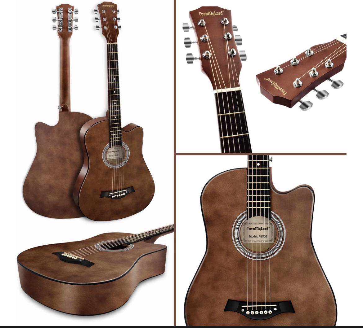 Guitarra Acústica Clasica 38 Inch Con Funda Y Accesorios,FocoMyLord FG820 Paquete para Principiantes Guitarra Diestros Con Bolsa,Cuerdas extra,Capo