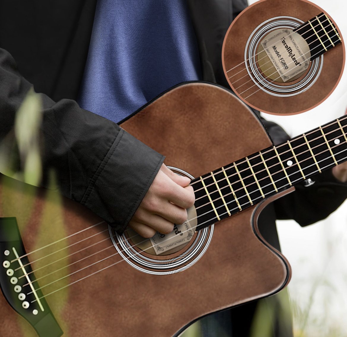 Guitarra Acústica Clasica 38 Inch Con Funda Y Accesorios,FocoMyLord FG820 Paquete para Principiantes Guitarra Diestros Con Bolsa,Cuerdas extra,Capo