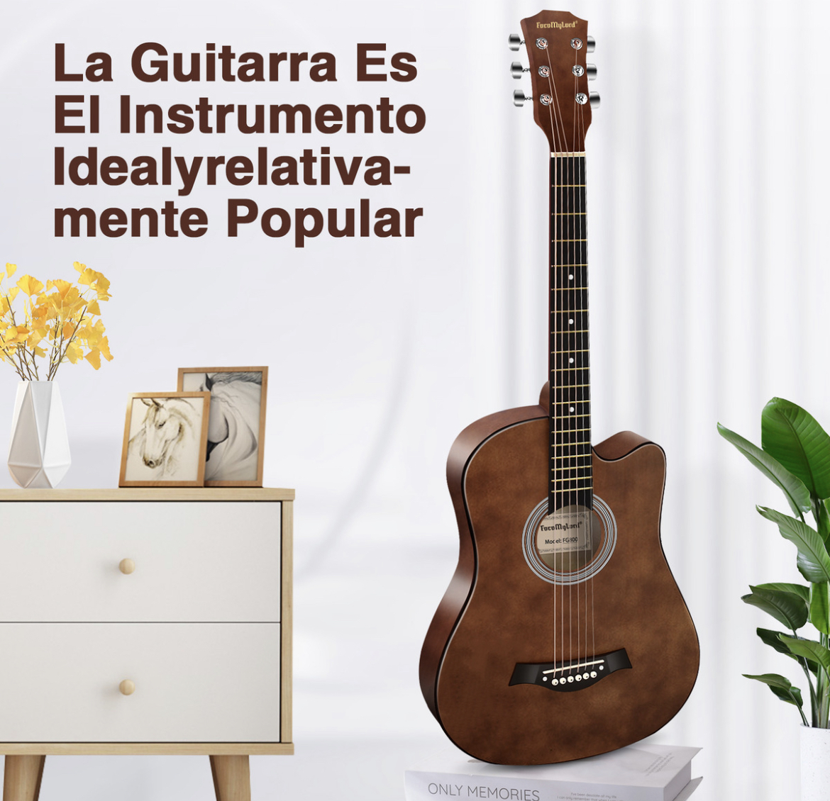 Guitarra Acústica Clasica 38 Inch Con Funda Y Accesorios,FocoMyLord FG820 Paquete para Principiantes Guitarra Diestros Con Bolsa,Cuerdas extra,Capo