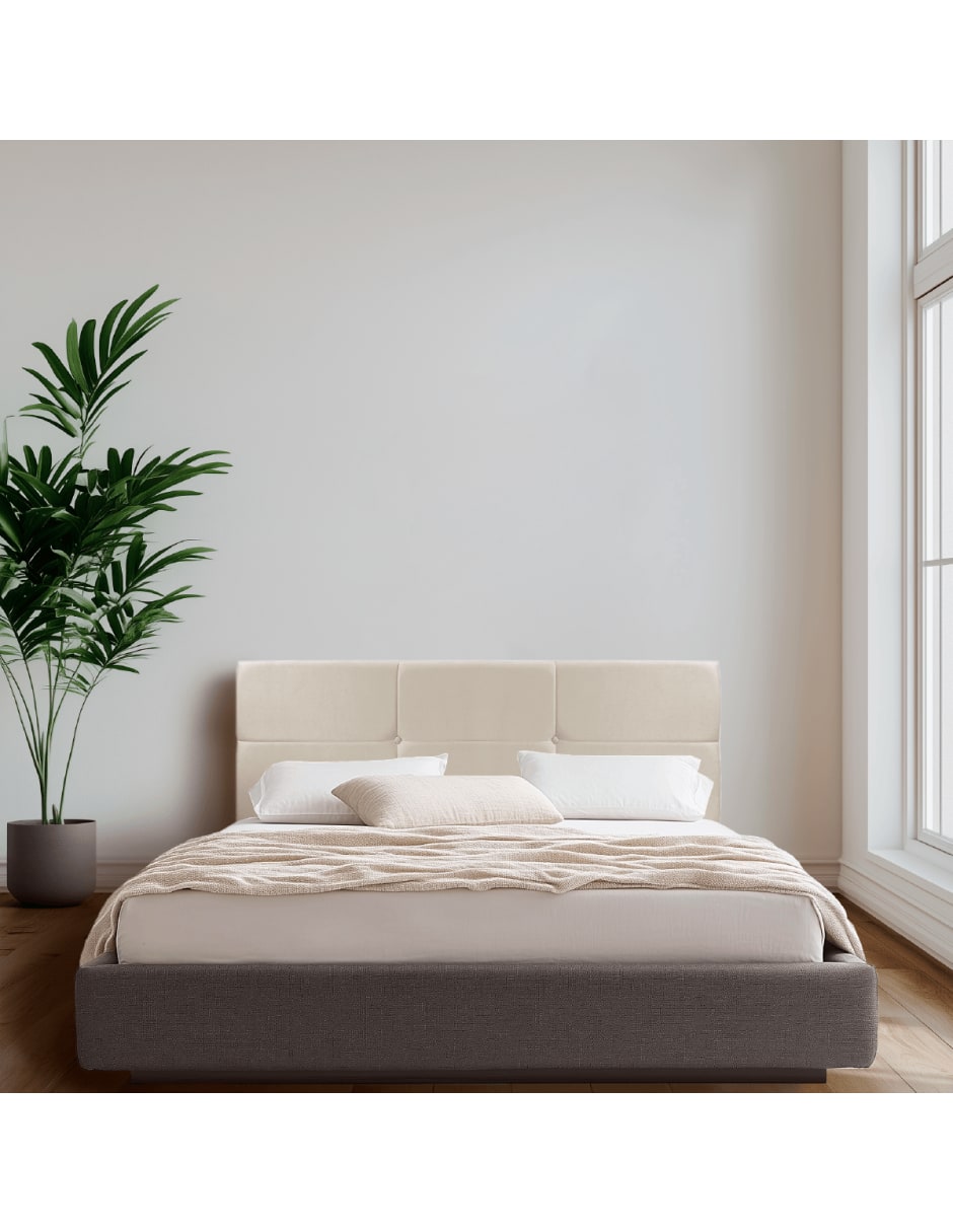 Cabecera King Size Harmony Cuadros 3 Ajustes De Altura, Beige