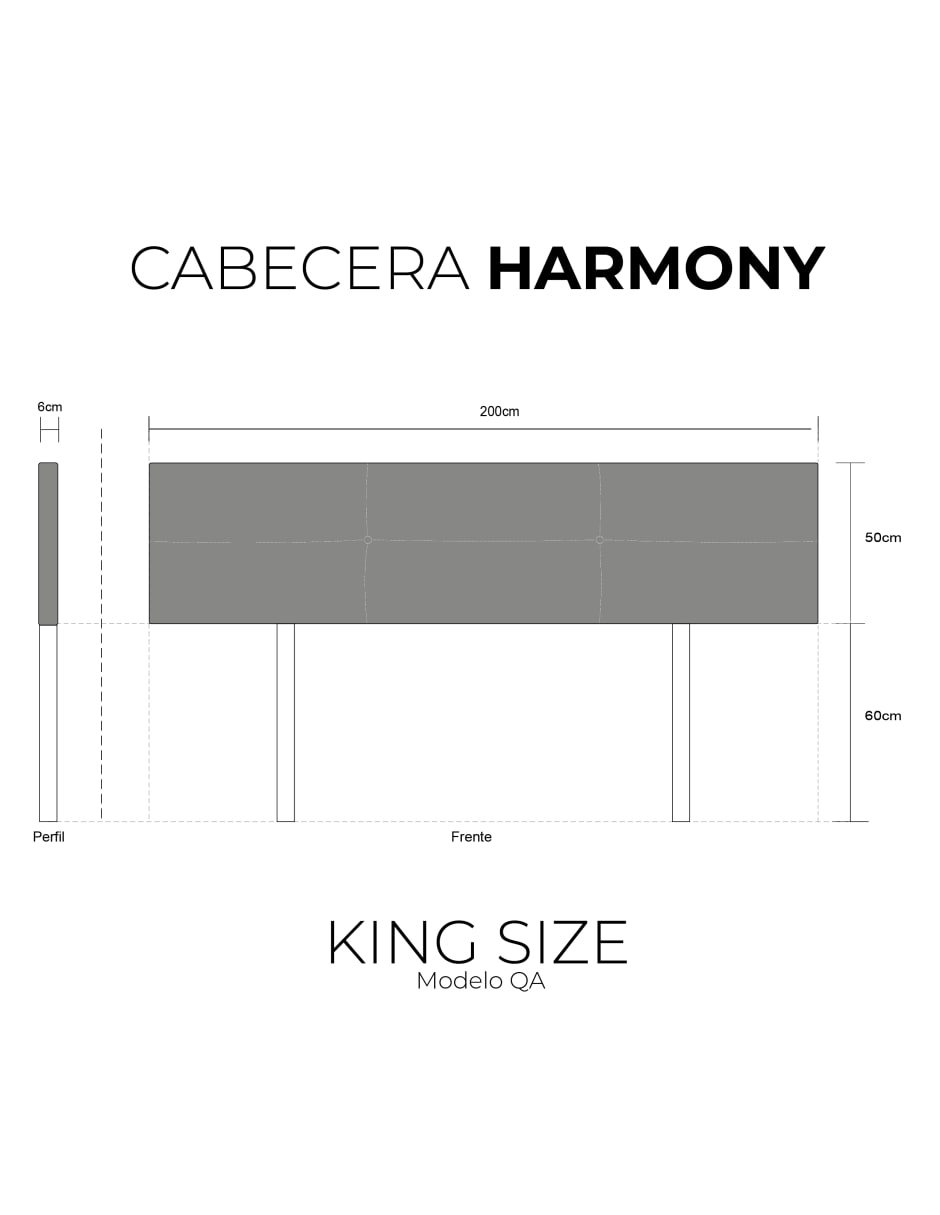 Cabecera King Size Harmony Cuadros 3 Ajustes De Altura, Beige