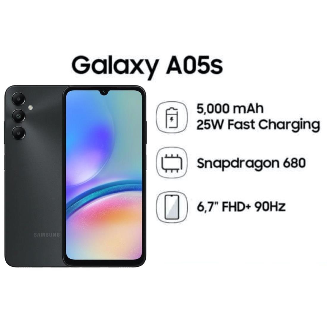 Samsung Galaxy A05s 6.7 Dual SIM, 128GB, 4GB RAM, COLOR NEGRO