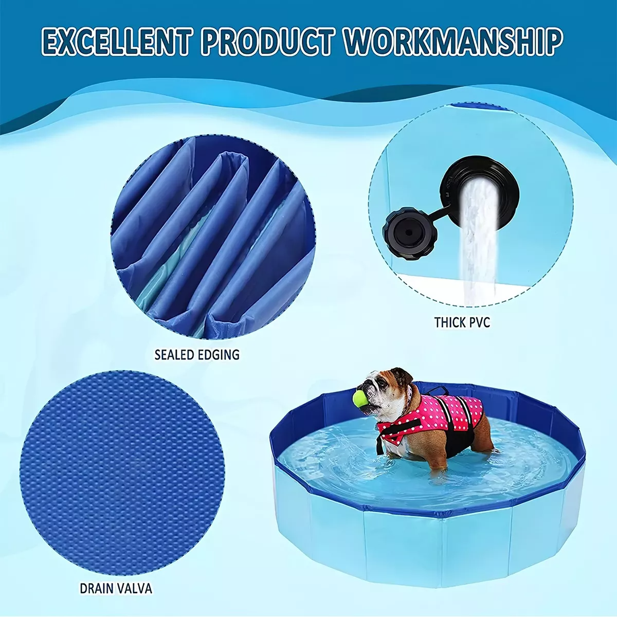 Alberca Plegable Piscina Perro Mascota Bañera Baño 120x30cm