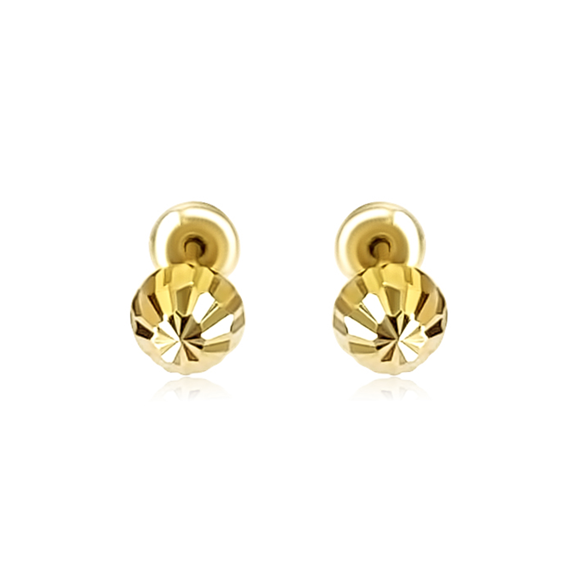 Aretes Broquel Hongo Oro amarillo de 10 kilates 4mm mujer y niña