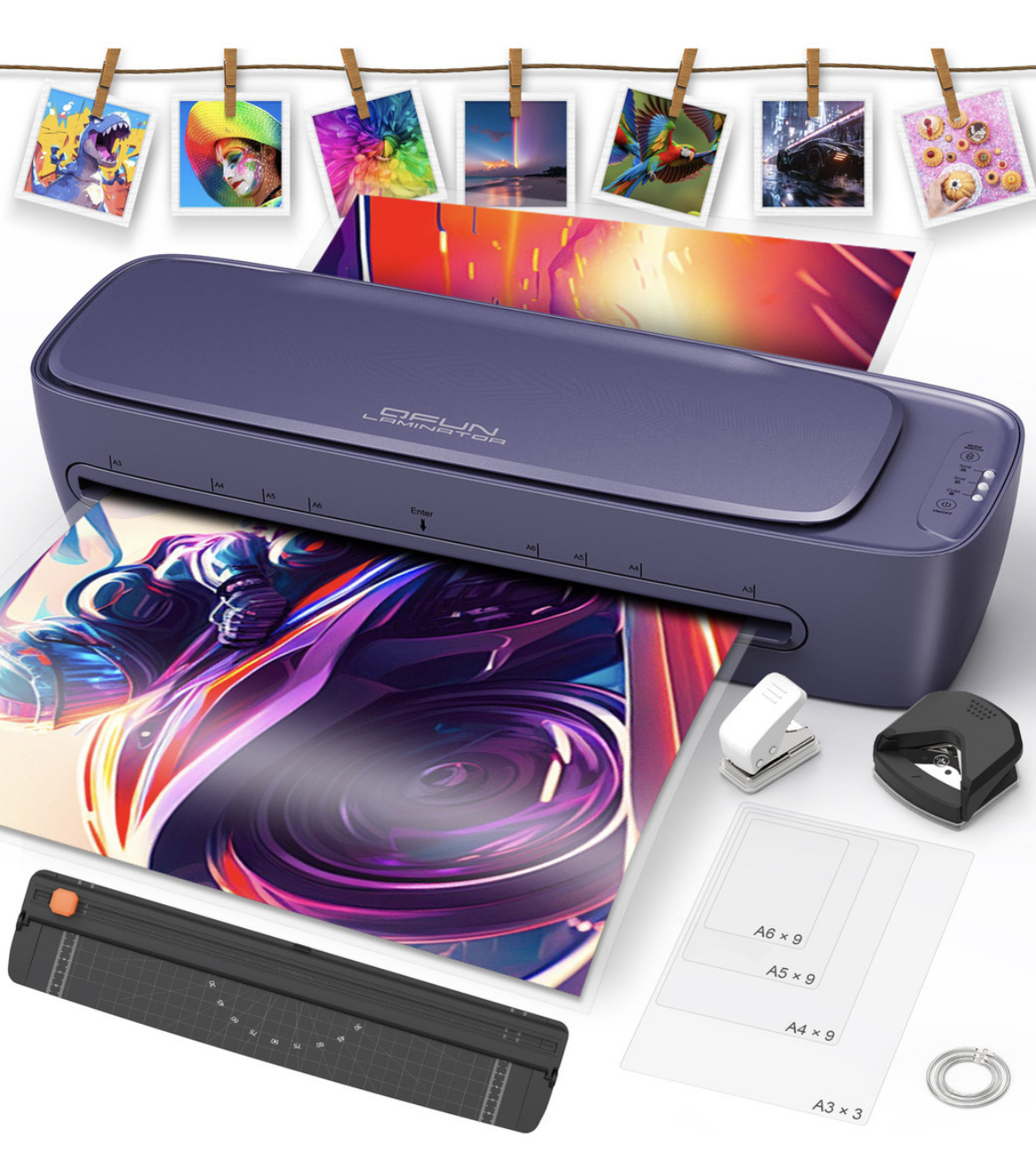 Laminadora Enmicadora De 13 Pulgadas Térmica. A3, Laminadora A3 6 En 1 Con Cortador De Papel Y 30 Micas Para Hogar, Oficina Y Escuela