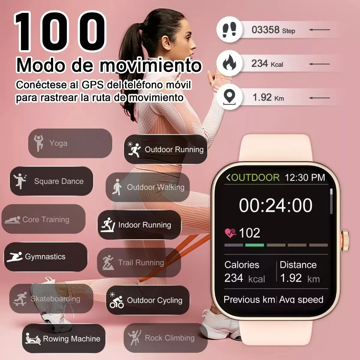1.8 Reloj Inteligente Mujer Smartwatch W20 Bluetooth Llamada