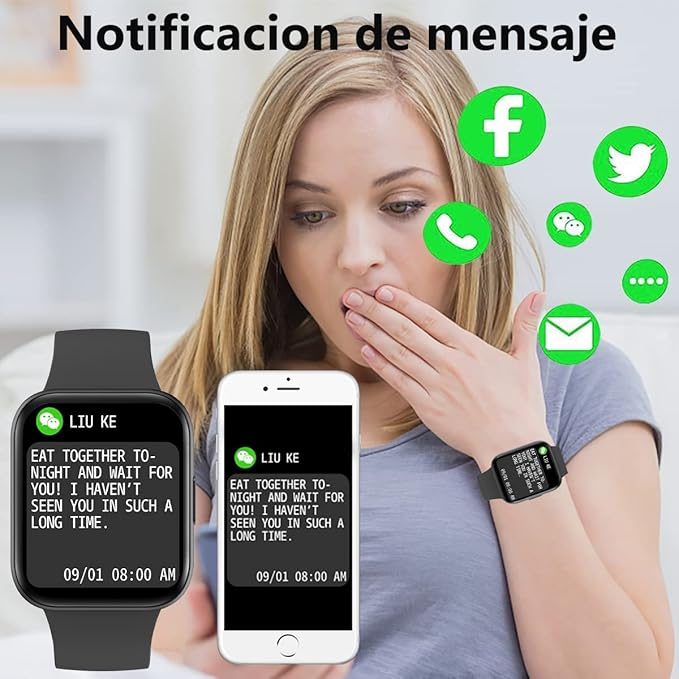 Smartwatch Reloj Inteligente,Salandens 1.72" Hombre Mujer Pulsera Inteligente, Pantalla Táctil Completa Impermeable IP68