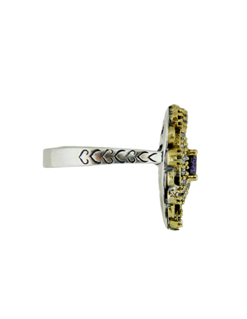 Anillo turco Corazón de Anatolia de Plata 925, acentuado con bronce, con zirconia cúbica - Morado