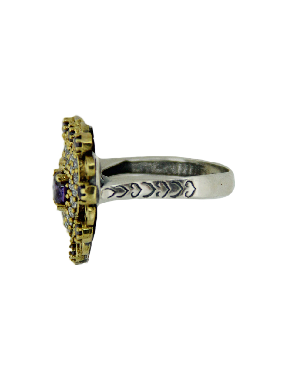 Anillo turco Corazón de Anatolia de Plata 925, acentuado con bronce, con zirconia cúbica - Morado
