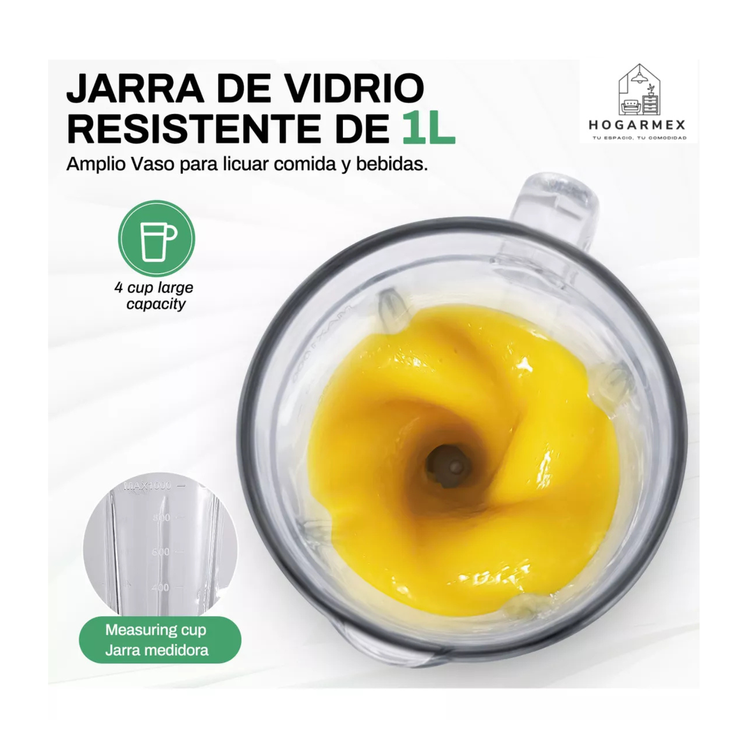  Licuadora Con Vaso De Vidrio 1l