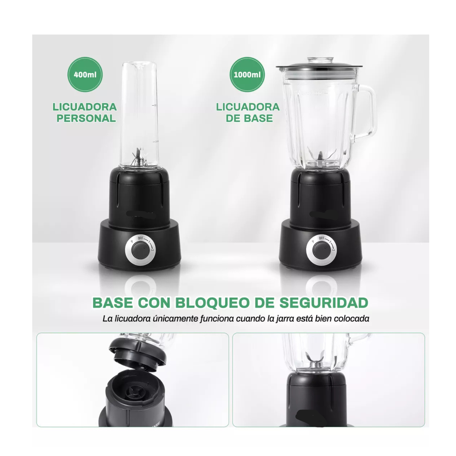  Licuadora Con Vaso De Vidrio 1l